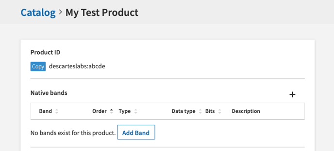 Catalog UI Create Band Button